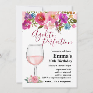 Wine birthday invitation, Aged to Perfection Invitation
