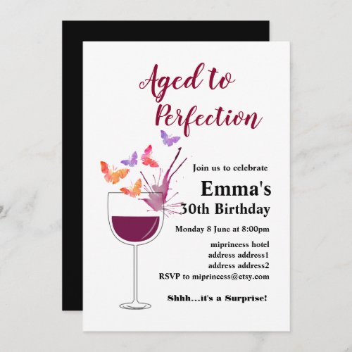 Wine birthday invitation Aged to Perfection Invitation