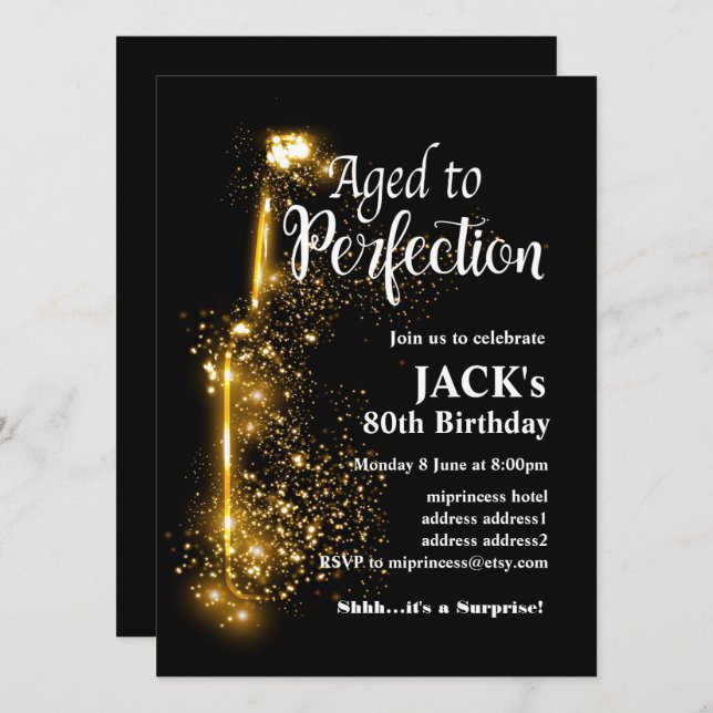 Wine birthday invitation, Aged to Perfection Invitation (Front/Back)