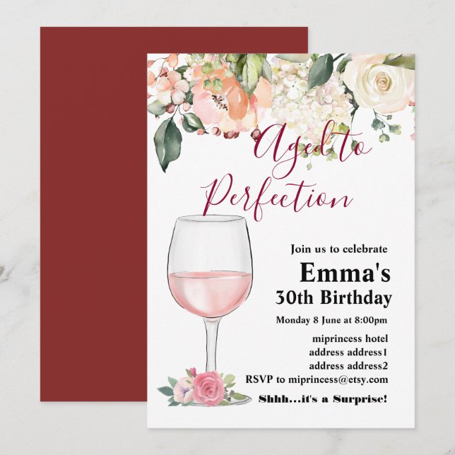 Wine birthday invitation, Aged to Perfection Invitation (Front/Back)