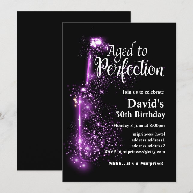 Wine birthday invitation, Aged to Perfection Invitation (Front/Back)