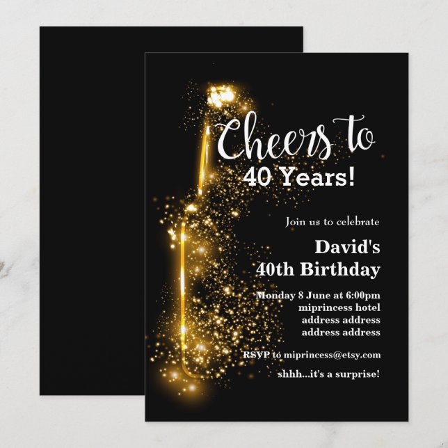 Wine birthday invitation, cheers to any years! invitation (Front/Back)