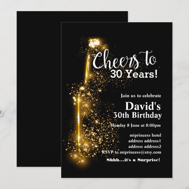 Wine birthday invitation, Cheers to any years! Invitation (Front/Back)