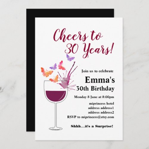 Wine birthday invitation Cheers to Invitation