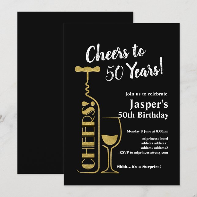 Wine birthday invitation, Cheers to! Invitation (Front/Back)
