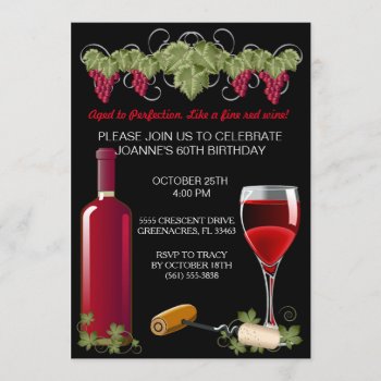 Wine Birthday Party Adult Aged To Perfection Invitation by AnnounceIt at Zazzle
