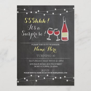 Wine Birthday Party Chalk Red Glass Any Age Invite by WOWWOWMEOW at Zazzle
