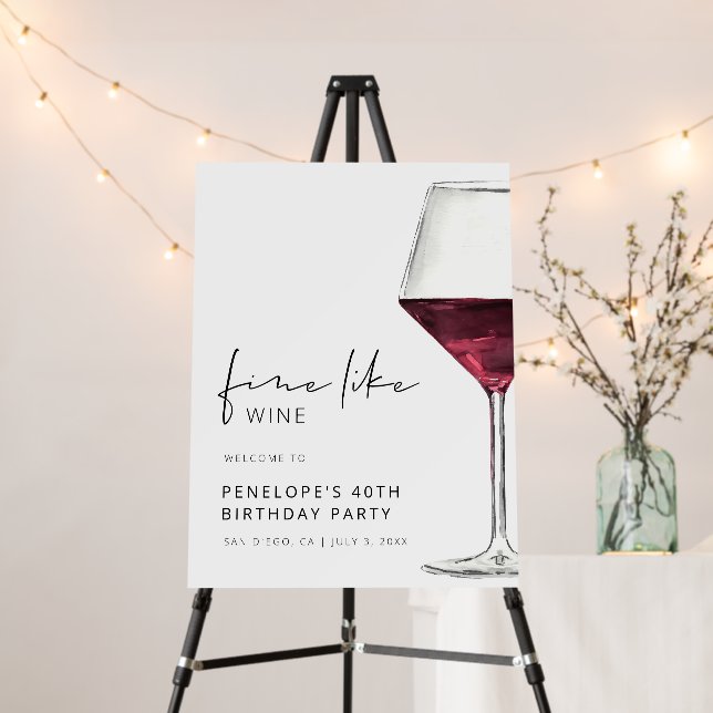WINE | Birthday Welcome Sign, Printable Template Foam Board (In Situ (Stand))