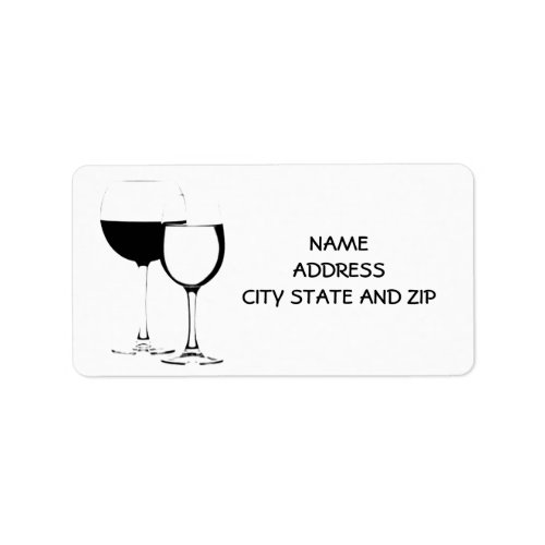 WINE BLACK AND WHITE PHOTOGRAPH ADDRESS LABEL