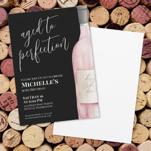Wine Black Pink 60th Birthday Party Invitation