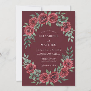Wine Blossom Wedding Invitation
