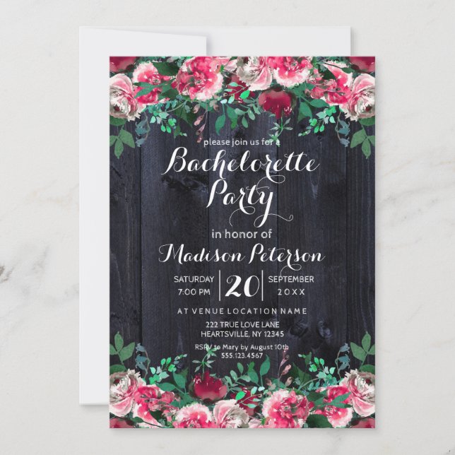 Wine Blush & Navy Bachelorette Party Invitation (Front)
