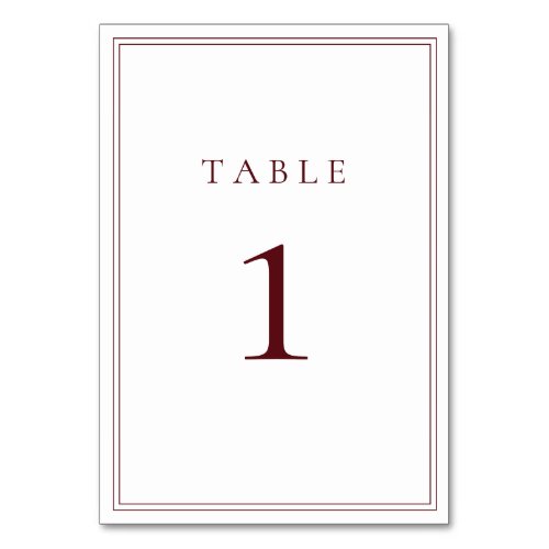 Wine Bordeaux Classic Minimalist Table Number