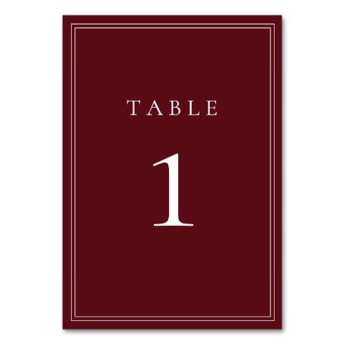 Wine Bordeaux Classic Minimalist Table Number