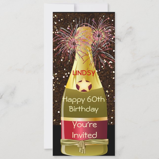 WINE BOTTLE  60th Birthday Invitation (Front)