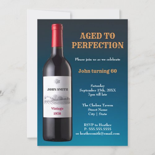 Wine Bottle Aged to Perfection  Invitation Card
