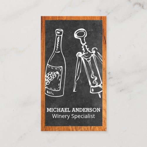 Wine Bottle and Cork Opener  Winery Business Card