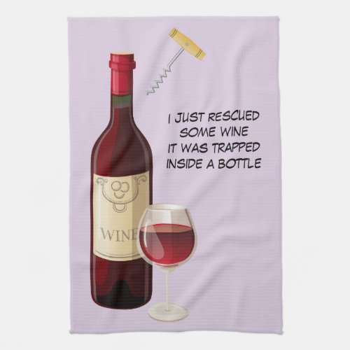 Wine bottle and cork screw background kitchen towel