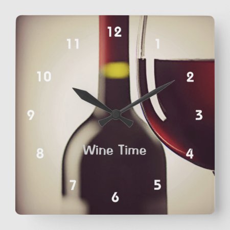Wine Bottle And Glass Design Wall Clock