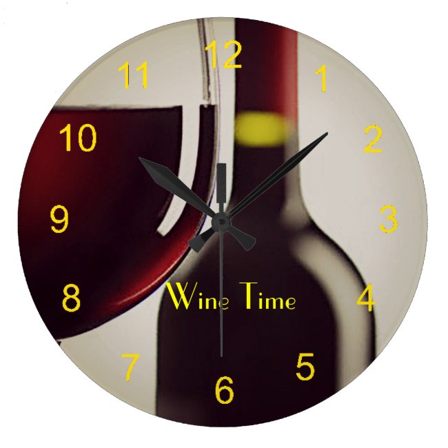 Wine Bottle and Glass Design Wall Clock