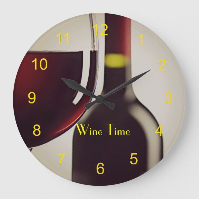 Wine Bottle and Glass Design Wall Clock (Front)