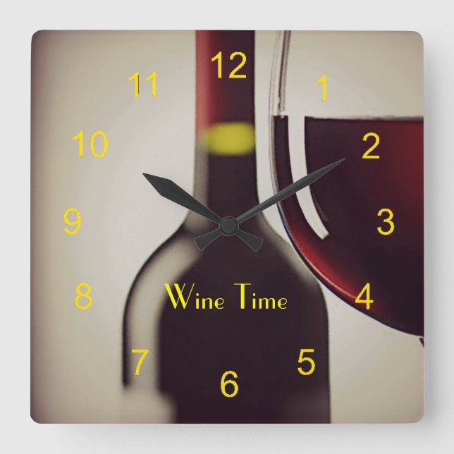 Wine Bottle and Glass Design Wall Clock (Front)