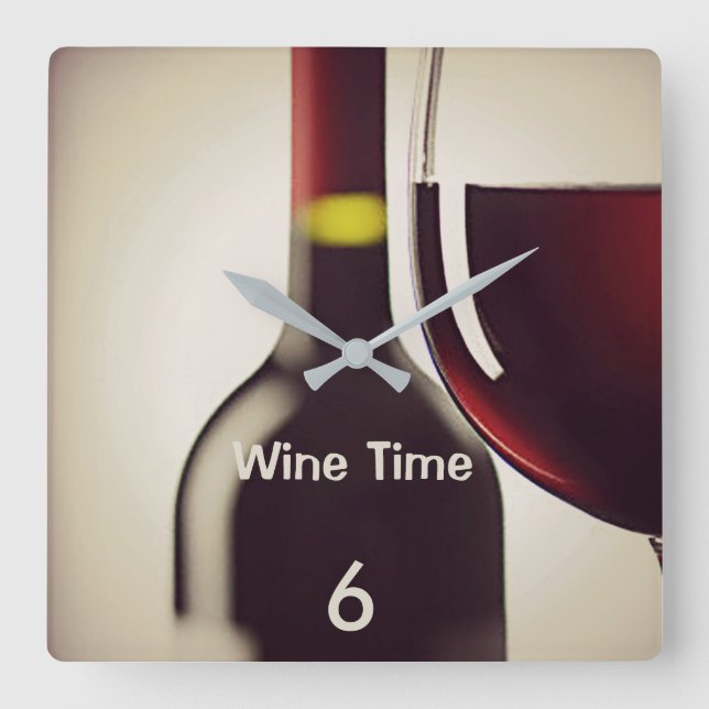 Wine Bottle and Glass Design Wall Clock (Front)