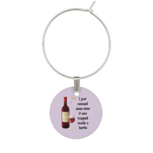 Wine bottle and glass illustration charm