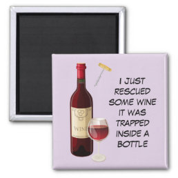 Wine bottle and glass illustration magnet