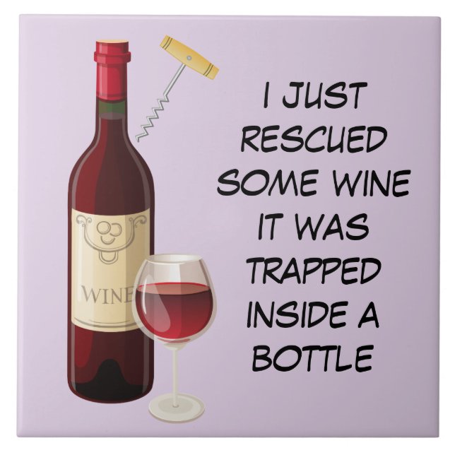 Wine bottle and glass illustration tile (Front)