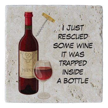 Wine Bottle And Glass Illustration Trivet by paul68 at Zazzle