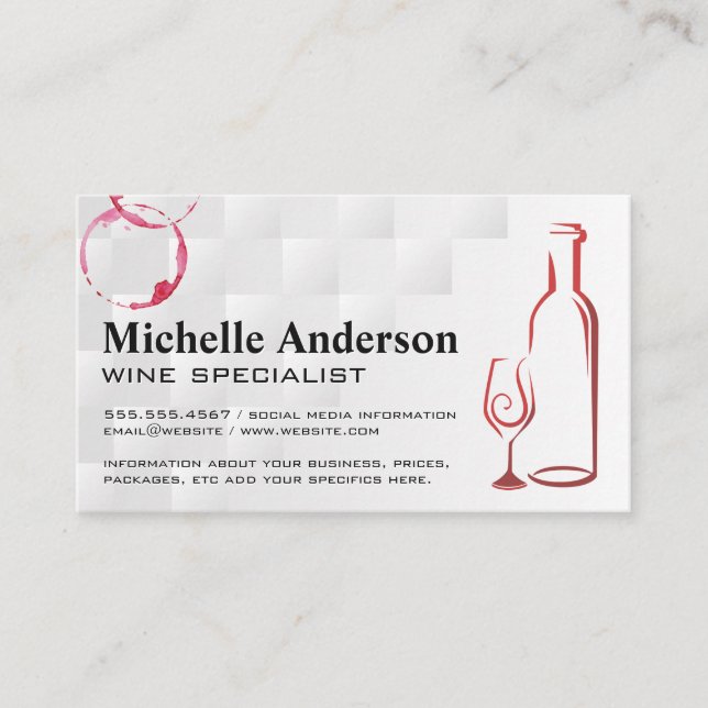 Wine Bottle and Glass Logo Business Card (Front)
