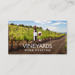 Wine Bottle and Glass Vineyard Business Card