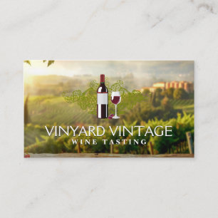 Wine Bottle and Glass Vineyard Estate Business Card