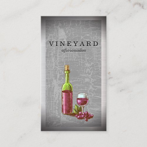 Wine Bottle and Glass Vintage Sketch Business Card