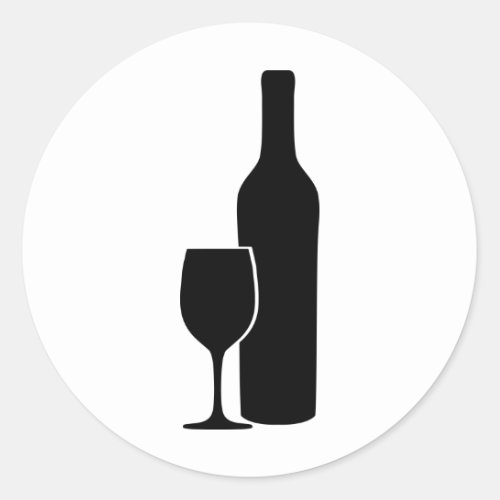 wine bottle and glass vintner icon classic round sticker