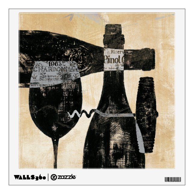 Wine Bottle and Glass Wall Decal (Front)