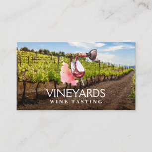 Wine Bottle and Glass Watercolor Vineyard Business Card