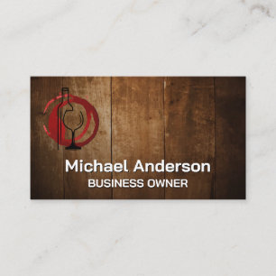 Wine Bottle and Glass Wood Business Card