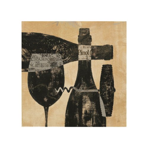 Wine Bottle and Glass Wood Wall Art