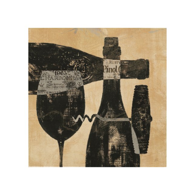 Wine Bottle and Glass Wood Wall Art (Front)