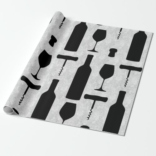 Wine Bottle and Glass Wrapping Paper
