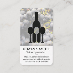 Wine Bottle and Glasses Grapes Business Card