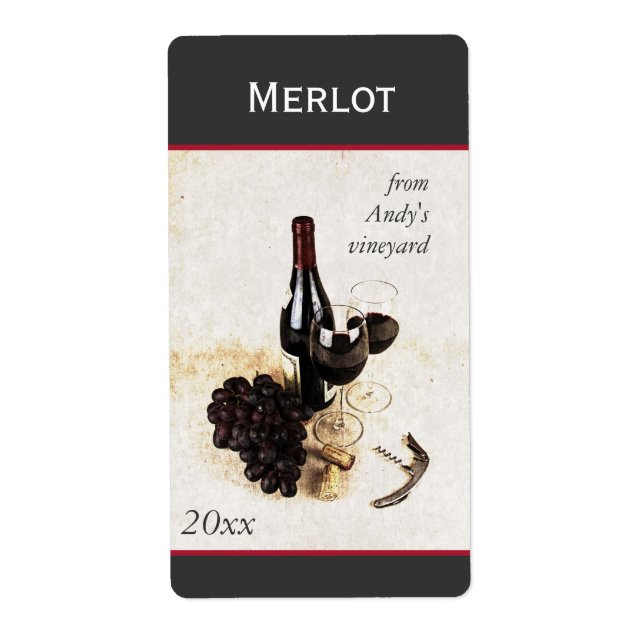 wine bottle and glasses wine bottle sticker (Front)