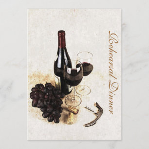 Wine bottle and grapes - Rehearsal dinner Invitation