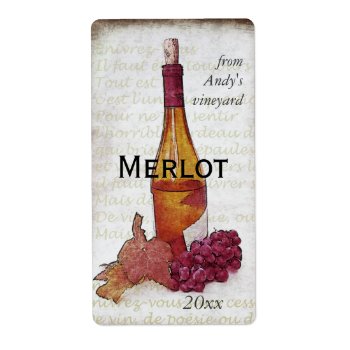 Wine Bottle And Grapes Sticker by myworldtravels at Zazzle