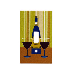 Wine Bottle And Wine Glasses Light Switch Cover