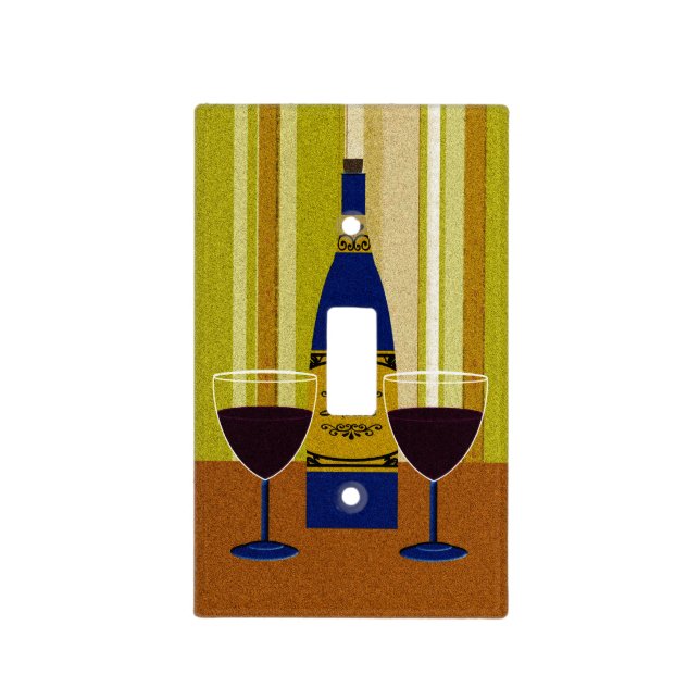 Wine Bottle And Wine Glasses Light Switch Cover (Front)