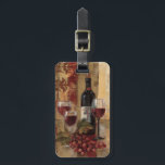 Wine Bottle and Wine Glasses Luggage Tag<br><div class="desc">© Silvia Vassileva / Wild Apple.  An image of three wine glasses and a wine bottle. The glasses are filled with red wine,  and a bunch of red grapes can be seen beside the glasses.</div>