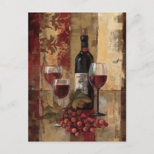 Wine Bottle and Wine Glasses Postcard